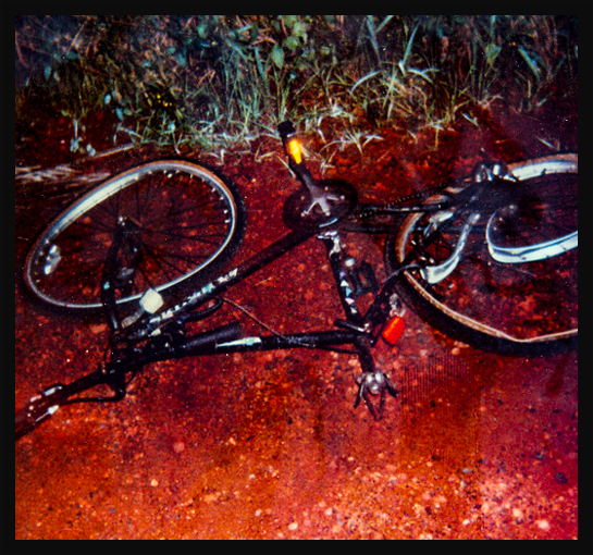 image of Dana Ireland's bike that has been run over by a truck